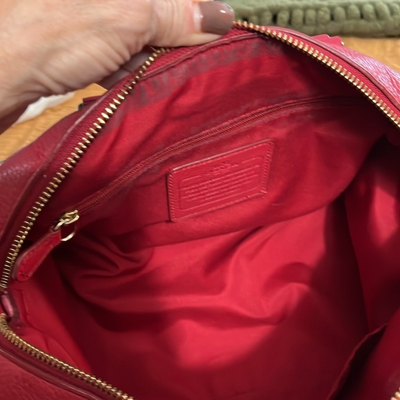 Coach Cherry Red Pebble Leather Bennett Satchel w/ Crossbody Strap - Picture 7 of 12